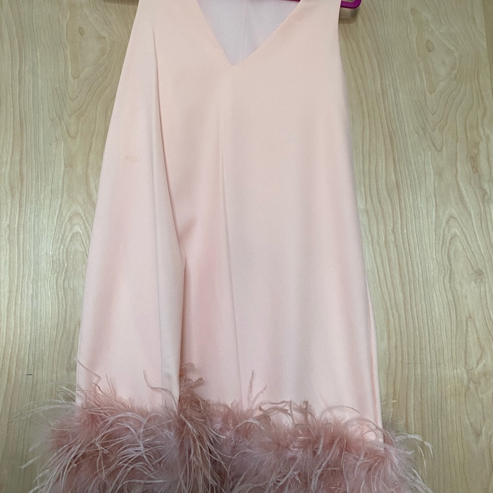 Missguided Pink Feather Trim Dress